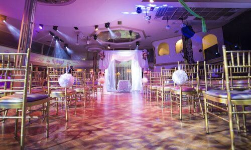Wedding venue with chairs purple