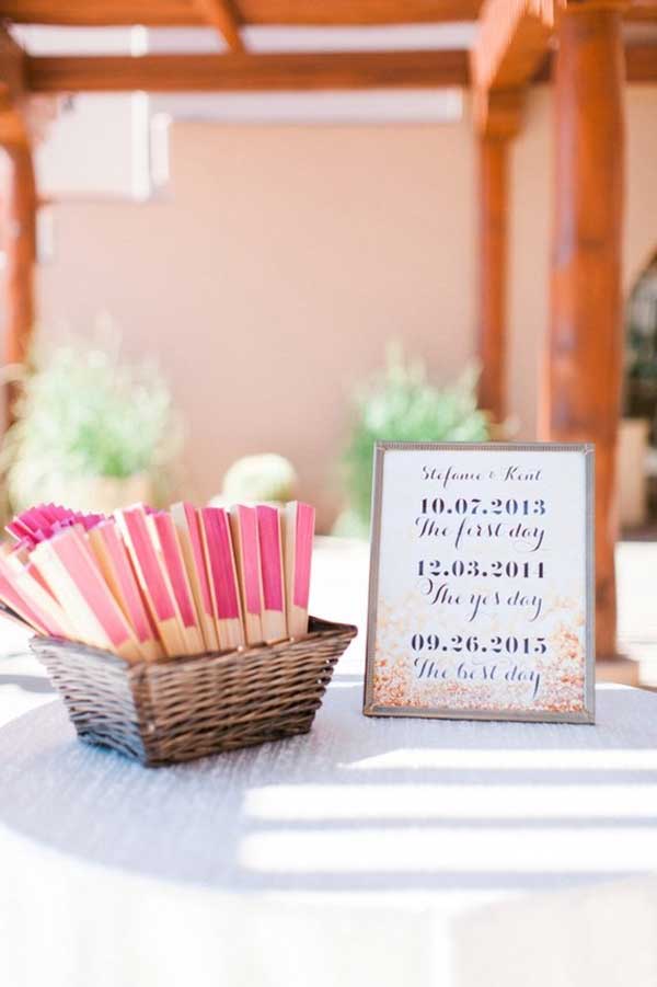 colored paper fans wedding favors